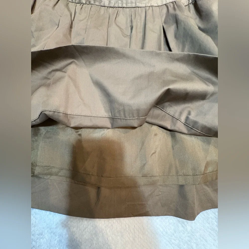 BCBGMaxazria‎ Brown Taupe Flare A-Line Pocket Sheen Luxe Casual Safari Skirt 4 S